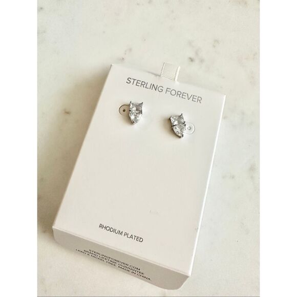 Sterling forever cubic zirconia stud earrings - Picture 1 of 3